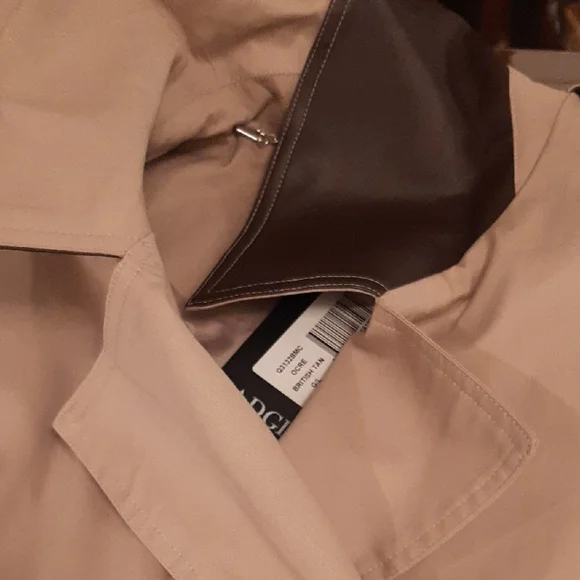 NWT Badgley💝Mischka DOUBLE BREASTED Classic Tan Trench Coat Sz L - Picture 14 of 16